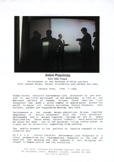 Antoni Przechrzta - Antony d`Offay Gallery Ash Wednesday with Joseph Beuys